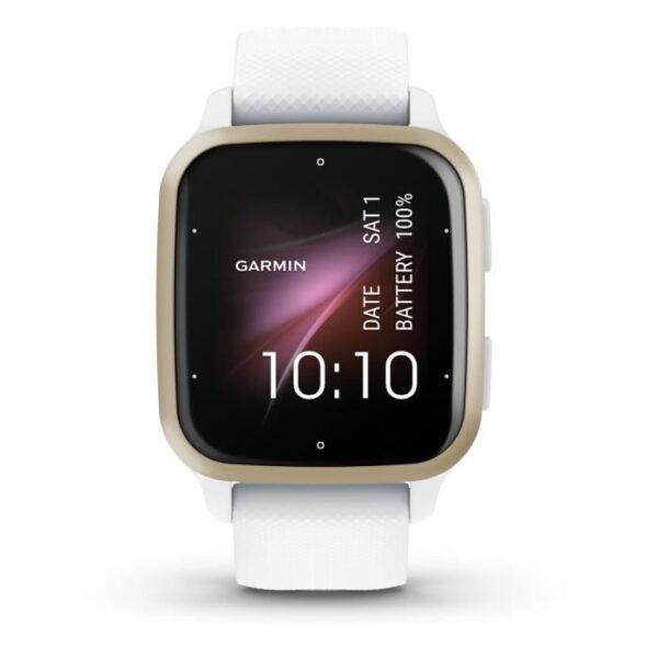 Buy with crypto Garmin connected watch Venu SQ 2 Cream Gold with white bracelet-2