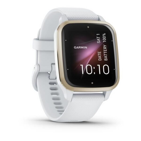 Buy with crypto Garmin connected watch Venu SQ 2 Cream Gold with white bracelet-4