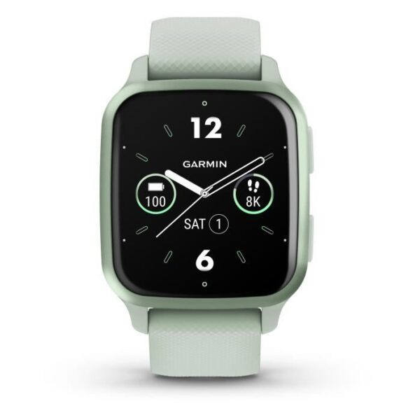 Buy with crypto Garmin connected watch Venu sq 2 metallic mint with water green bracelet-3