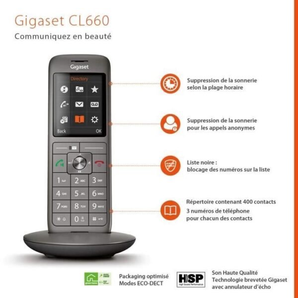 Buy with crypto GIGASET Landline Telephone CL 660 Duo Anthracite-5