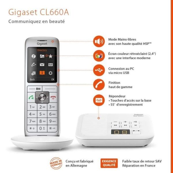 Buy with crypto GIGASET Landline Telephone CL 660 A White-4