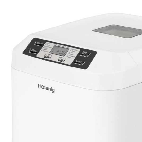 Buy with crypto H.KoeNIG BAKE320 - Bread maker - 12 programs - 3 cooking levels - 550W - 2 sizes: 650 or 800g - LCD screen-5