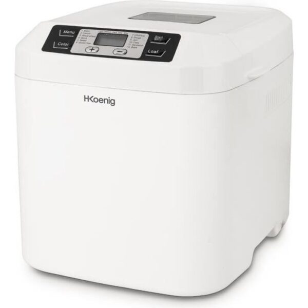 Buy with crypto H.KoeNIG BAKE320 - Bread maker - 12 programs - 3 cooking levels - 550W - 2 sizes: 650 or 800g - LCD screen-1