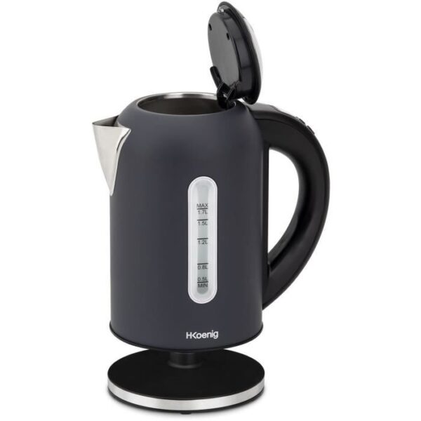 Buy with crypto H.koenig / Boe52 - kettle - Capacity: 1.7 L - Adjustable temperature: 40 to 110 ° C - LCD screen - Power: 2200W - matt gray-3