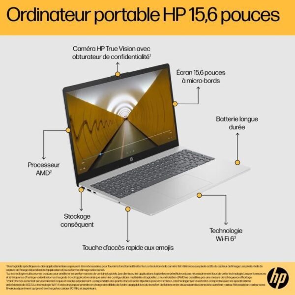 Buy with crypto PC Laptop HP 15 -FC0071NF - 15.6 FHD - Ryzen 5-7520U - RAM 16GB - Storage 512GB SSD - Windows 11 - Azerty)-6