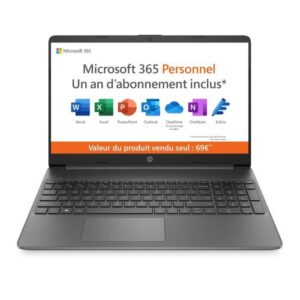 Buy with crypto HP 15s-fq0088nf Laptop PC - 15 UHD - Intel Celeron N4120 - 4GB RAM - 128GB SSD Storage - Windows 11 S - Gray - AZERTY-1