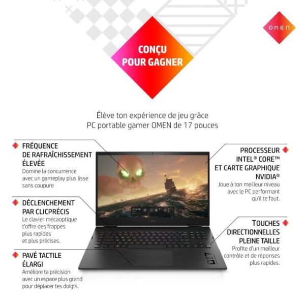 Buy with crypto PC laptop Omen by HP 17 -k2035nf - 17.3 QHD - Core i7-13700HX - RAM 32GO - 512GB SSD - NVIDIA GeForce RTX 4080 12GB VRAM - Win11-5