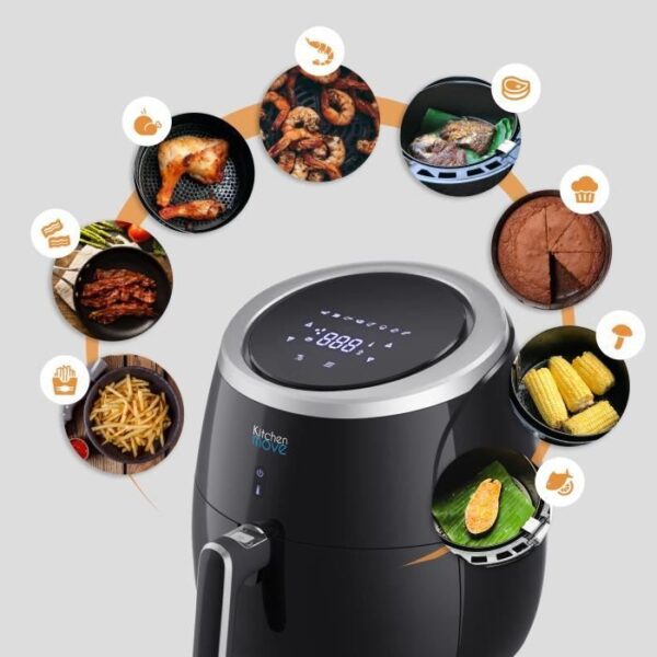 Buy with crypto Kitchen Move Storm - Electric Warm Air Fryer 6.4L - 2000W - Quick Cooking LCD Multifunction touching - 8 programs-3