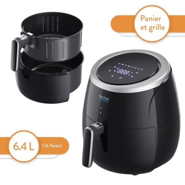 Buy with crypto Kitchen Move Storm - Electric Warm Air Fryer 6.4L - 2000W - Quick Cooking LCD Multifunction touching - 8 programs-4