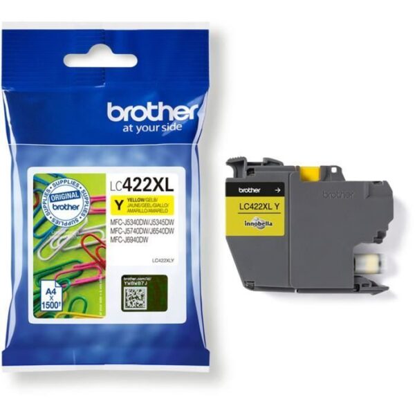 Buy with crypto Cartridge LC422XLY - BROTHER - Yellow - 1500p - For Business Smart MFC-J5340DW