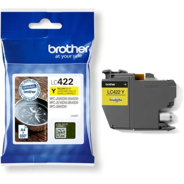 Buy with crypto Cartridge LC422Y - BROTHER - Yellow - 550 p - For Business Smart MFC-J5340DW