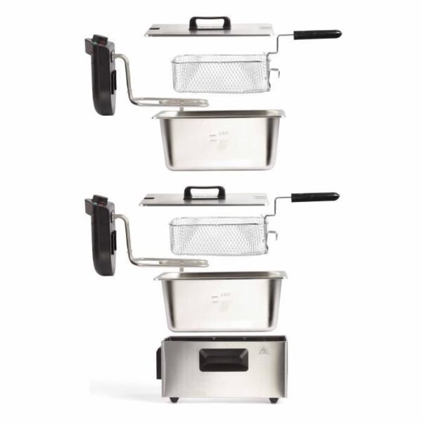 Buy with crypto Livoo Doc217 Double fryer 2 x 3 l stainless steel 3300W - Black + gray-3