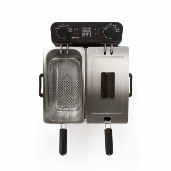 Buy with crypto Livoo Doc217 Double fryer 2 x 3 l stainless steel 3300W - Black + gray-2