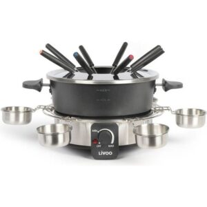 Buy with crypto Livoo Doc264 Electric fondue device 1000W - 1.8L - 8 Founds with fondue and collar included - Adjustable thermostat - Stainless steel-1