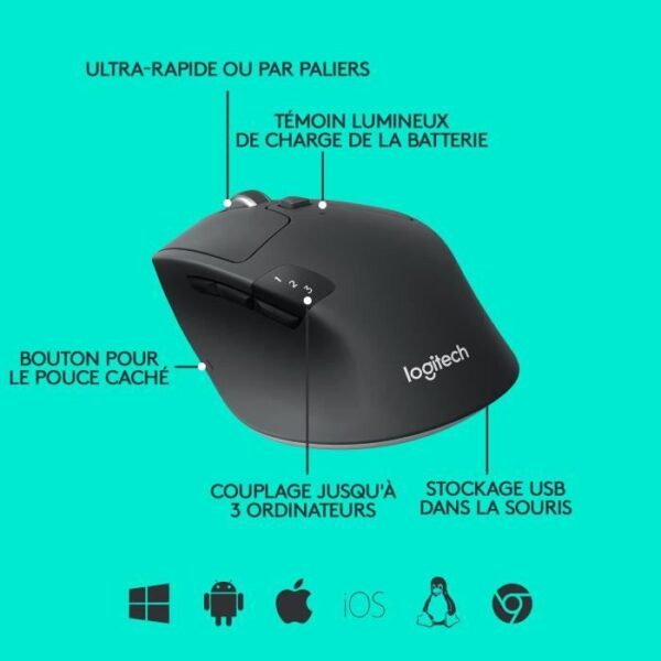 Buy with crypto LOGITECH Wireless Mouse M720 Triathlon - Black)-6