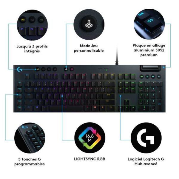 Buy with crypto Gaming Keyboard - Wireless - LOGITECH G - G815 LIGHTSPEED - TOUCH Switch - Carbon)-6