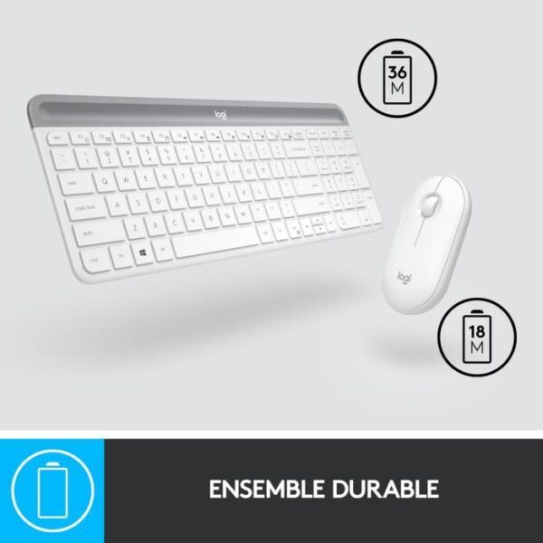 Buy with crypto LOGITECH - MK470 Wireless Keyboard + Mouse Set - AZERTY - White-5