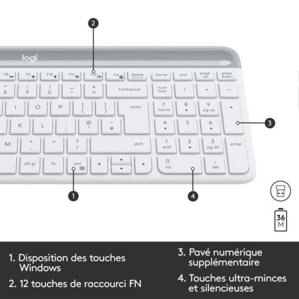 Buy with crypto LOGITECH - MK470 Wireless Keyboard + Mouse Set - AZERTY - White)-6