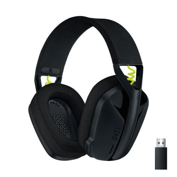 Buy with crypto Logitech Wireless Gaming Headset - G435 LIGHTSPEED - BLACK - Lightweight Bluetooth with Built-in Mic for Dolby Atmos