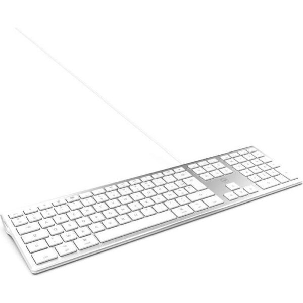 Buy with crypto MOBILITY LAB ML304304 - Wired Touch Design Keyboard with 2 USB for Mac - AZERTY - White and silver-1