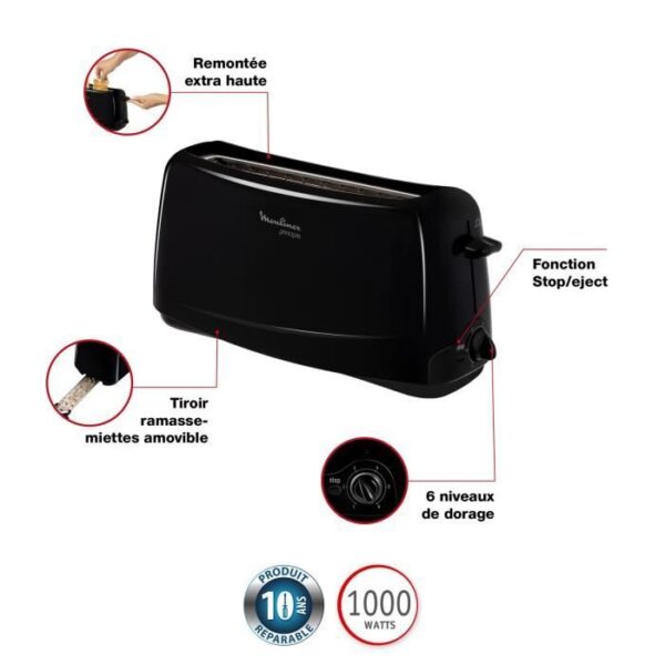 Buy with crypto MOULINEX TL110800 Principio Toaster - Black-2