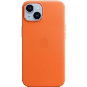 Buy with crypto Apple iPhone 14 orange leather case-1