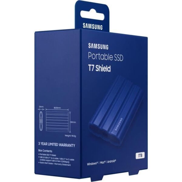 Buy with crypto External Solid State Drive - SAMSUNG - T7 Shield - 1 TB - USB 3.2 Gen 2 (USB-C connector) (MU-PE1T0R/EU)-2