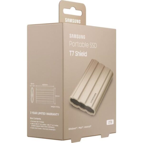 Buy with crypto External Solid State Drive - SAMSUNG - T7 Shield - 2 TB - USB 3.2 Gen 2 (USB-C connector) (MU-PE2T0K/EU)-2