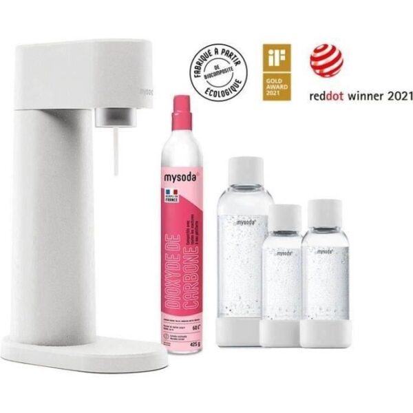 Buy with crypto MYSODA - White Woody Machine Pack (Machine + 1 cylinder + 1 bottle 1L + 2 bottles 0.5L)-1