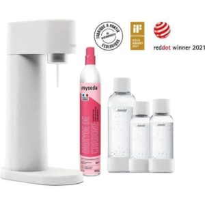 Buy with crypto MYSODA - White Woody Machine Pack (Machine + 1 cylinder + 1 bottle 1L + 2 bottles 0.5L)-1