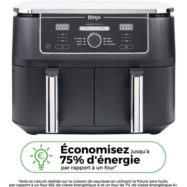 Buy with crypto Ninja - Foodi Max - AF400EU - Dualzone oil without oil? - 2470W - 7.6L - 2 cooking drawers - 6 cooking modes-4