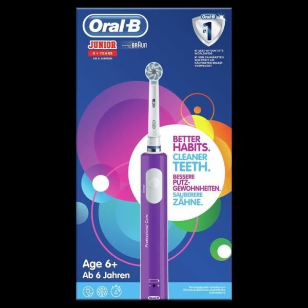 Buy with crypto Oral-B Junior 6+ Rechargeable Electric Toothbrush - Purple)-6