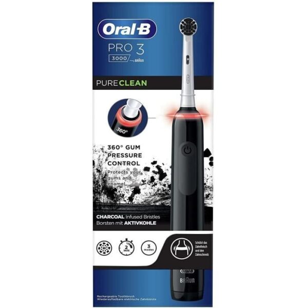 Buy with crypto Oral-B PRO 3 3000 Rechargeable Electric Toothbrush - With 1 Pressure Sensor Handle and 1 Brush Head - 3D Technology - Black-2