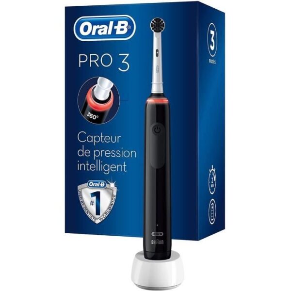 Buy with crypto Oral-B PRO 3 3000 Rechargeable Electric Toothbrush - With 1 Pressure Sensor Handle and 1 Brush Head - 3D Technology - Black-1