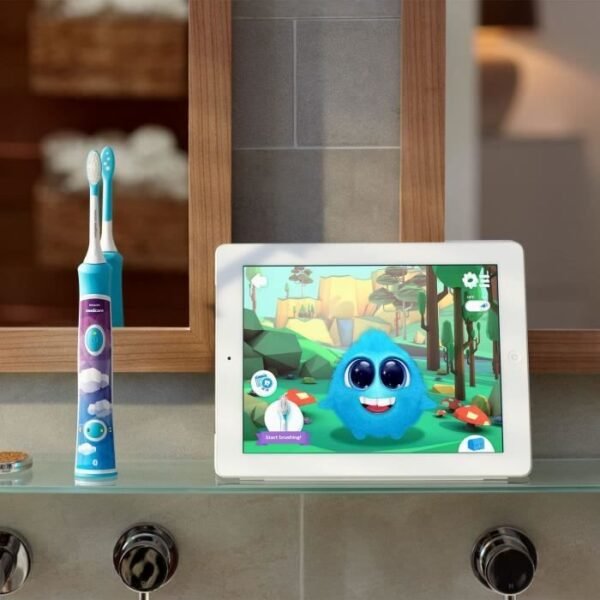 Buy with crypto PHILIPS HX6322 / 04 Connected children's electric toothbrush - 2 modes (4 years + / 7 years +) + 2 heads-4