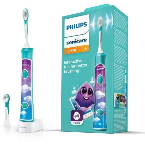 Buy with crypto PHILIPS HX6322 / 04 Connected children's electric toothbrush - 2 modes (4 years + / 7 years +) + 2 heads-1