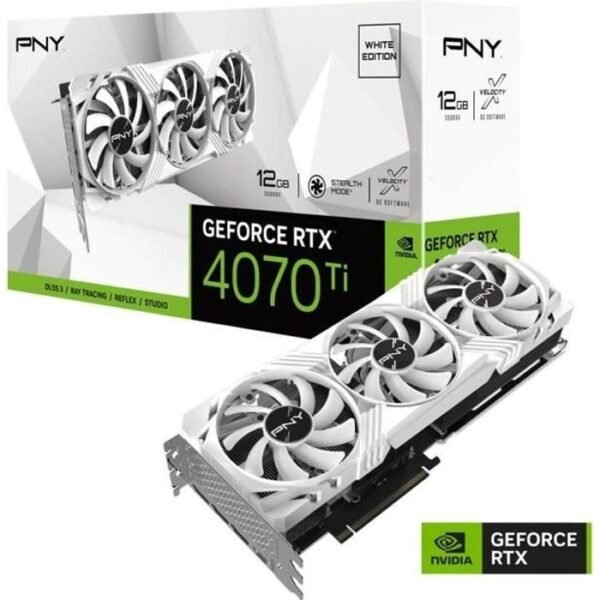 Buy with crypto PNY - Graphics card - GeForce RTX  - 4070 TI 12GB Verto Triple Fan - White Edition-1