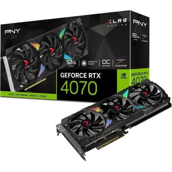 Buy with crypto PNY - Graphics card - GeForce RTX  4070 XLR8 Gaming Verto Epic -X RGB  Overclocked - 12g - Triple Fan Dlss 3-2