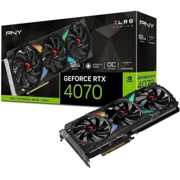 Buy with crypto PNY - Graphics card - GeForce RTX  4070 XLR8 Gaming Verto Epic -X RGB  Overclocked - 12g - Triple Fan Dlss 3-1