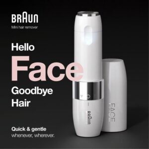 Buy with crypto Braun Face Mini FS1000 Electric Facial Shaver for Women - Gentle on Skin - Smart Light Function - White-1
