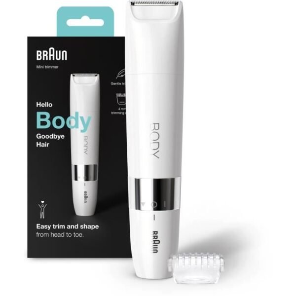 Buy with crypto Braun Body Mini BS1000 Electric Body Trimmer for Men and Women - Wet & Dry - Multi-purpose - White-1