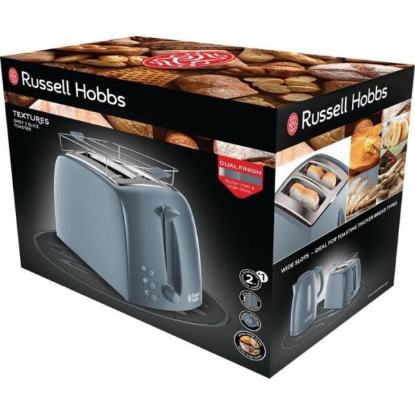 Buy with crypto Russell Hobbs 21644-56 Toaster Grille-Pain Texture Large slots-Gray-4