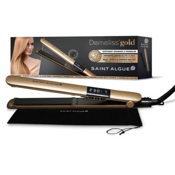 Buy with crypto SAINT ALGUE 3963 - Demeliss GOLD hair straightener - Ceramic coating - Ultra-thin floating plates - 150 to 230 ° C - Black / Gold-3