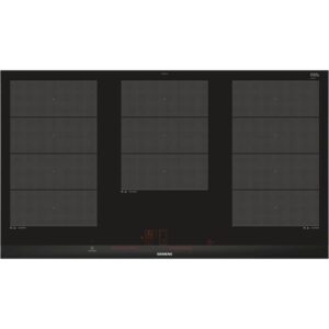 Buy with crypto SIEMENS EX975LXC1F Induction cooktop - 5 zones - 11100 W max - L 91.2 x D 52 cm - Glass coating - Black - Stainless steel profile-1