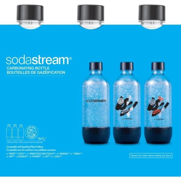 Buy with crypto SODASTREAM Gazedification bottle Pet 1 L Color Bubbles - Lot of 3-2