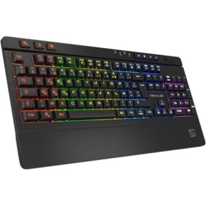 Buy with crypto Wireless gaming keyboard - Membrane keys - AXS KEYZ-TITANIUM - Wrist rest and volume wheel - RGB backlighting + 5 effects-1