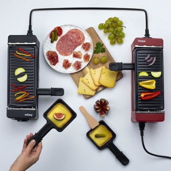 Buy with crypto WEASY TIK12 Black raclette connectable 2 people - Grill - 400W - Non-stick coating - Removable plate)-6