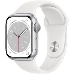 Buy with crypto Apple Watch Series 8 GPS - 41mm - Silver aluminum case - White Sport Band bracelet - Regular-1